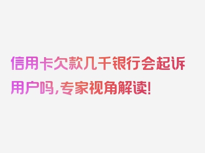 信用卡欠款几千银行会起诉用户吗，专家视角解读！