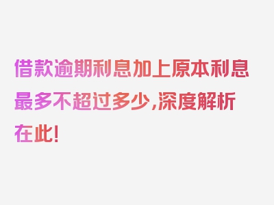 借款逾期利息加上原本利息最多不超过多少，深度解析在此！