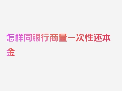 怎样同银行商量一次性还本金