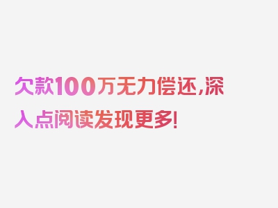 欠款100万无力偿还，深入点阅读发现更多！