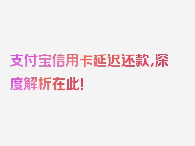 支付宝信用卡延迟还款，深度解析在此！