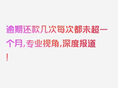 逾期还款几次每次都未超一个月，专业视角，深度报道！