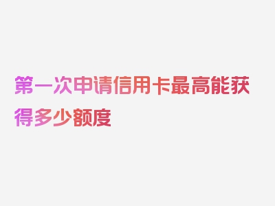 第一次申请信用卡最高能获得多少额度