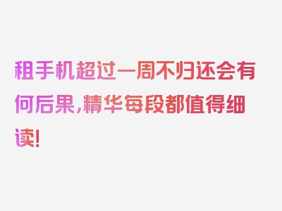 租手机超过一周不归还会有何后果，精华每段都值得细读！