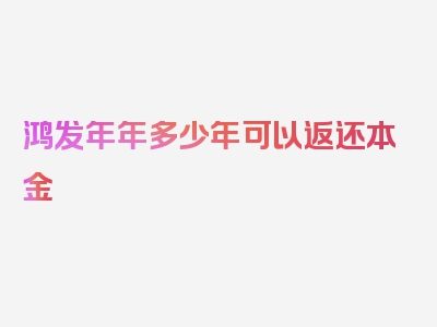 鸿发年年多少年可以返还本金