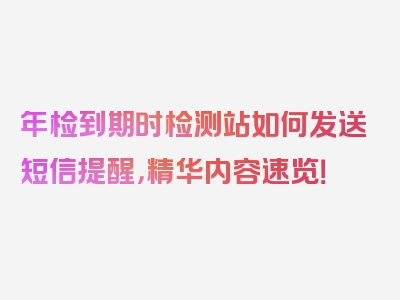 年检到期时检测站如何发送短信提醒，精华内容速览！