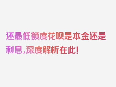 还最低额度花呗是本金还是利息，深度解析在此！