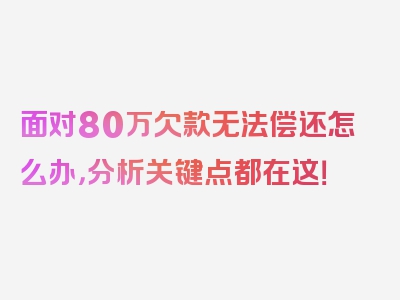 面对80万欠款无法偿还怎么办，分析关键点都在这！