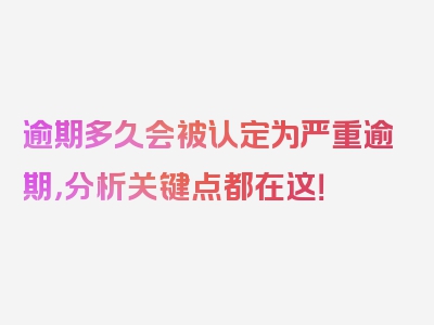 逾期多久会被认定为严重逾期，分析关键点都在这！