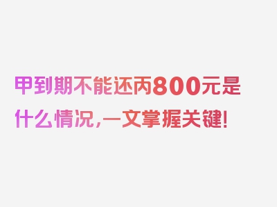 甲到期不能还丙800元是什么情况，一文掌握关键！