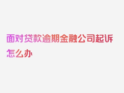 面对贷款逾期金融公司起诉怎么办