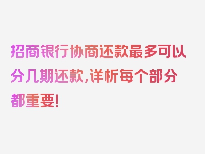 招商银行协商还款最多可以分几期还款，详析每个部分都重要！