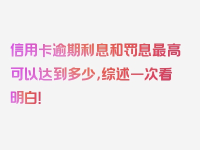 信用卡逾期利息和罚息最高可以达到多少，综述一次看明白！