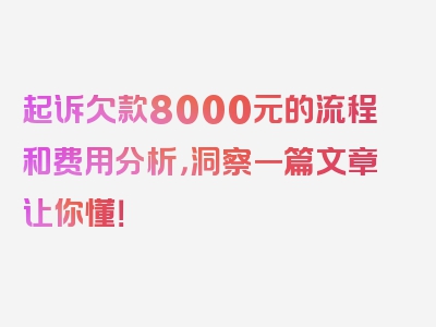 起诉欠款8000元的流程和费用分析，洞察一篇文章让你懂！