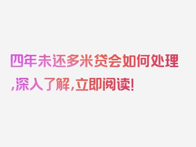 四年未还多米贷会如何处理，深入了解，立即阅读！