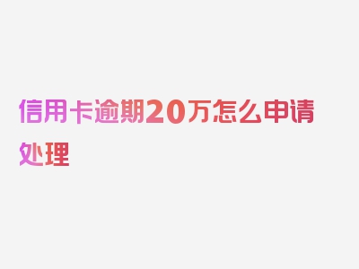 信用卡逾期20万怎么申请处理