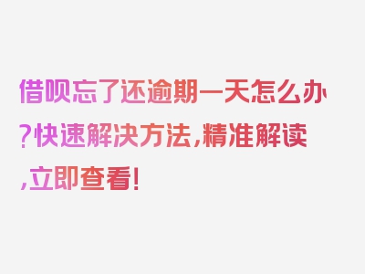 借呗忘了还逾期一天怎么办?快速解决方法，精准解读，立即查看！