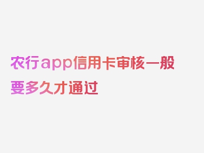 农行app信用卡审核一般要多久才通过