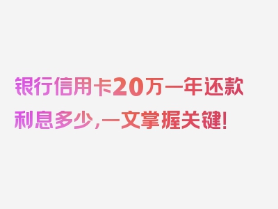 银行信用卡20万一年还款利息多少，一文掌握关键！