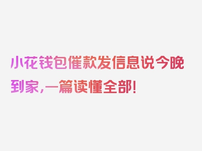 小花钱包催款发信息说今晚到家，一篇读懂全部！