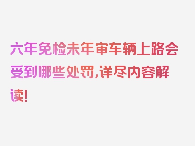 六年免检未年审车辆上路会受到哪些处罚，详尽内容解读！