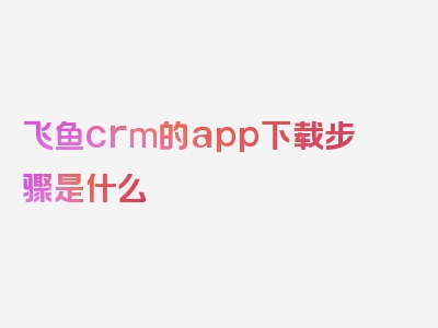 飞鱼crm的app下载步骤是什么