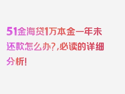 51金海贷1万本金一年未还款怎么办?，必读的详细分析！