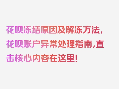 花呗冻结原因及解冻方法,花呗账户异常处理指南，直击核心内容在这里！