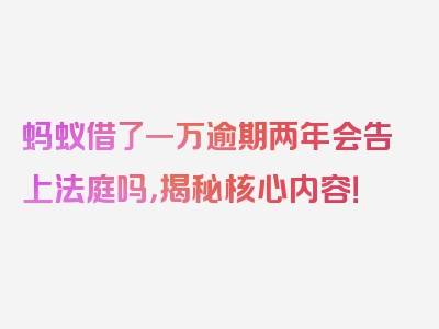 蚂蚁借了一万逾期两年会告上法庭吗，揭秘核心内容！