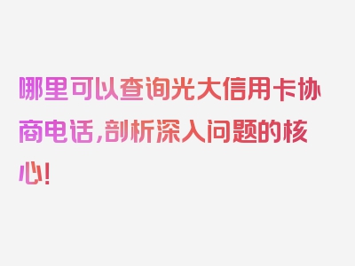 哪里可以查询光大信用卡协商电话，剖析深入问题的核心！