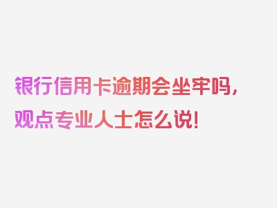 银行信用卡逾期会坐牢吗，观点专业人士怎么说！