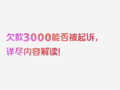 欠款3000能否被起诉，详尽内容解读！