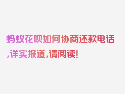 蚂蚁花呗如何协商还款电话，详实报道，请阅读！