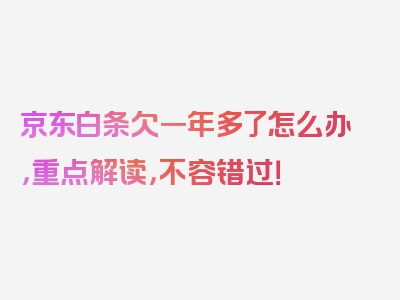 京东白条欠一年多了怎么办，重点解读，不容错过！