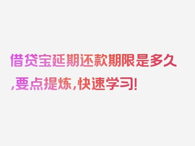 借贷宝延期还款期限是多久，要点提炼，快速学习！