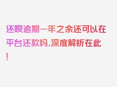 还呗逾期一年之余还可以在平台还款吗，深度解析在此！