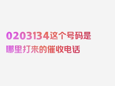 0203134这个号码是哪里打来的催收电话