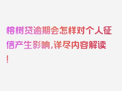 榕树贷逾期会怎样对个人征信产生影响，详尽内容解读！