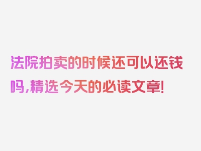 法院拍卖的时候还可以还钱吗，精选今天的必读文章！