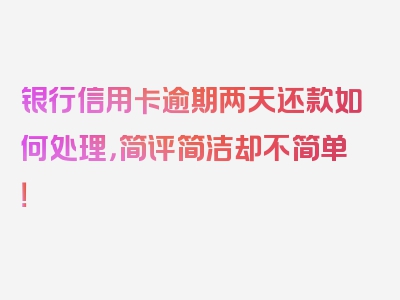 银行信用卡逾期两天还款如何处理，简评简洁却不简单！