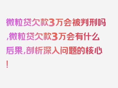 微粒贷欠款3万会被判刑吗,微粒贷欠款3万会有什么后果，剖析深入问题的核心！