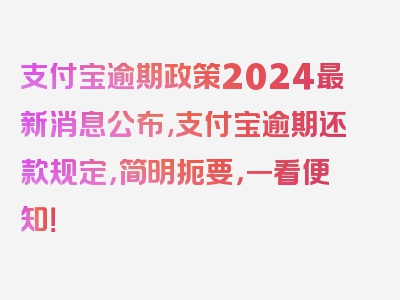 支付宝逾期政策2024最新消息公布,支付宝逾期还款规定，简明扼要，一看便知！