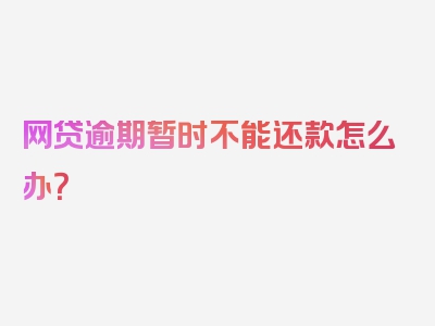 网贷逾期暂时不能还款怎么办？