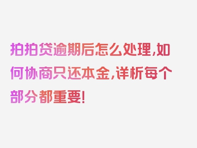 拍拍贷逾期后怎么处理,如何协商只还本金，详析每个部分都重要！