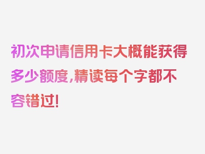 初次申请信用卡大概能获得多少额度，精读每个字都不容错过！