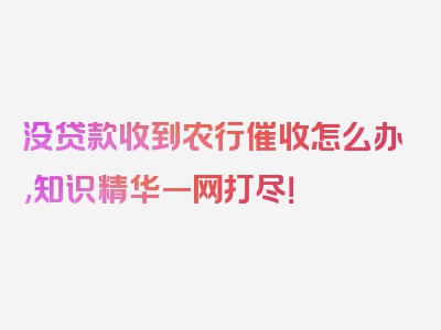 没贷款收到农行催收怎么办,知识精华一网打尽！