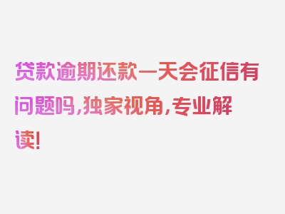 贷款逾期还款一天会征信有问题吗，独家视角，专业解读！