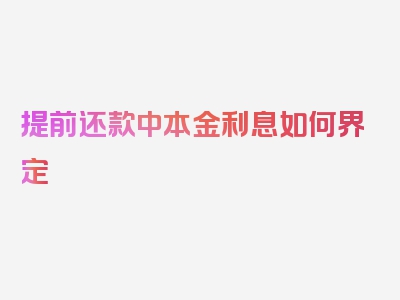 提前还款中本金利息如何界定