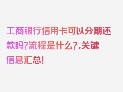 工商银行信用卡可以分期还款吗?流程是什么?，关键信息汇总！