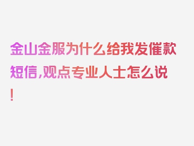 金山金服为什么给我发催款短信，观点专业人士怎么说！